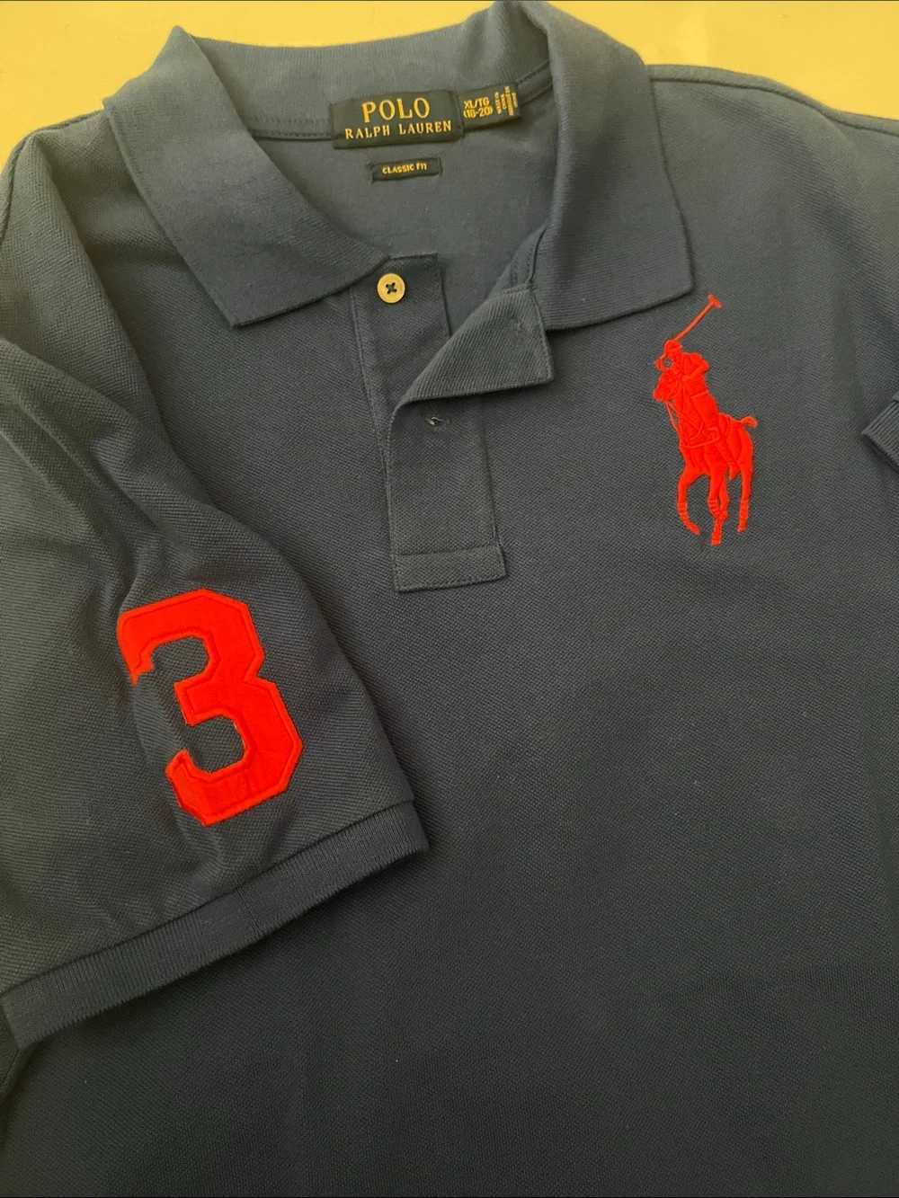 Ralph Lauren Navy Polo with Gold Labels